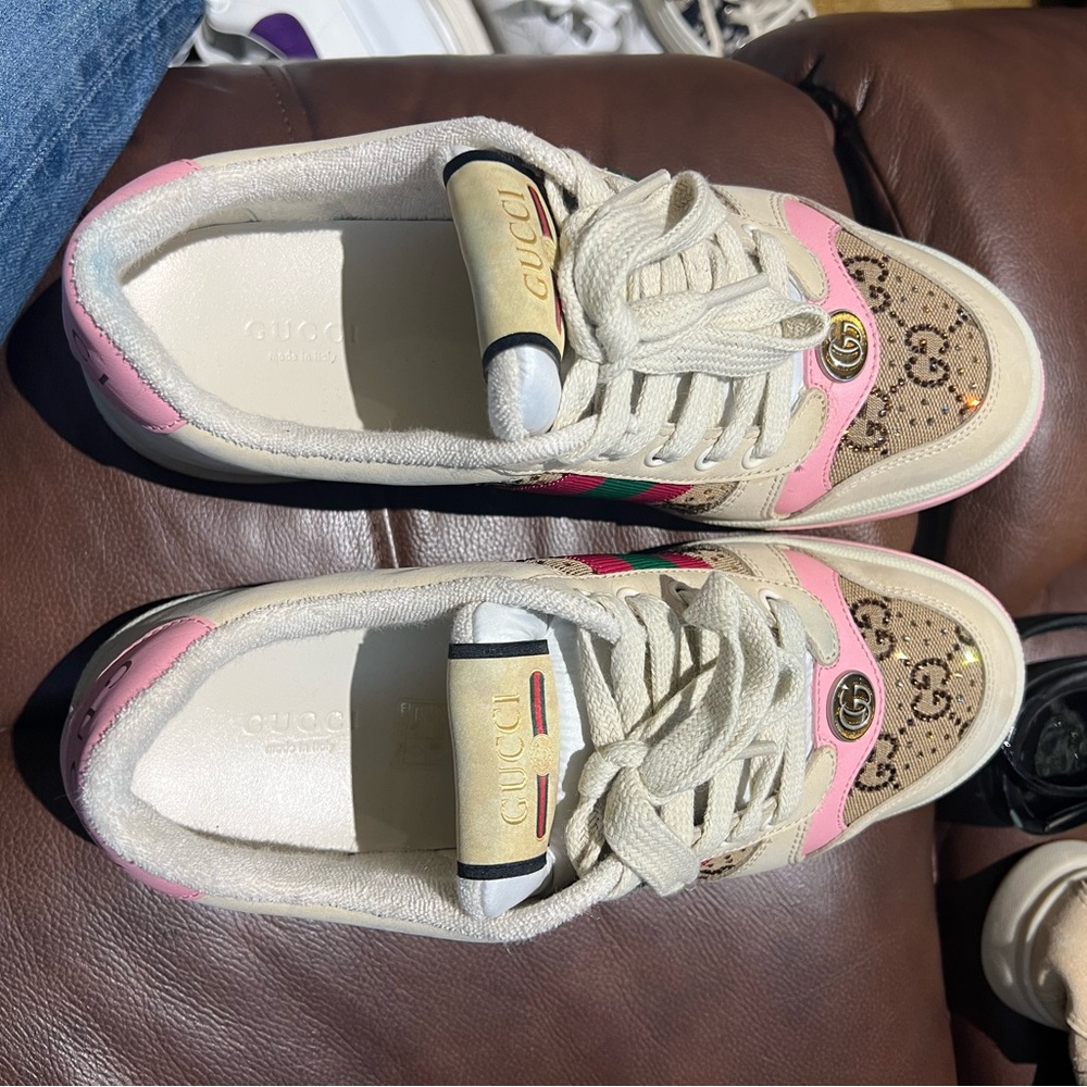 Gucci Beige and Pink Sneakers